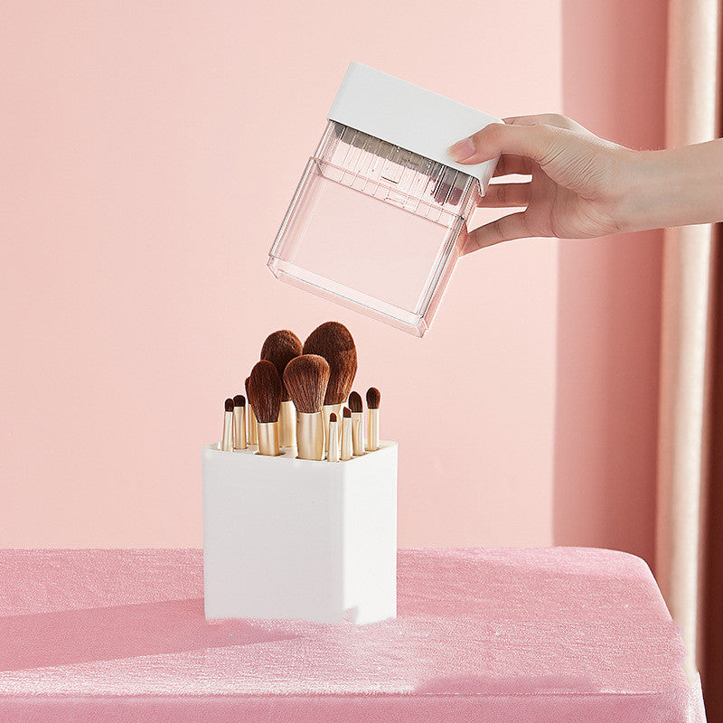 Boîte de Rangement &amp; Séchage 2-en-1 pour Pinceaux de Maquillage – 12 Emplacements | Compacte &amp; Étanche