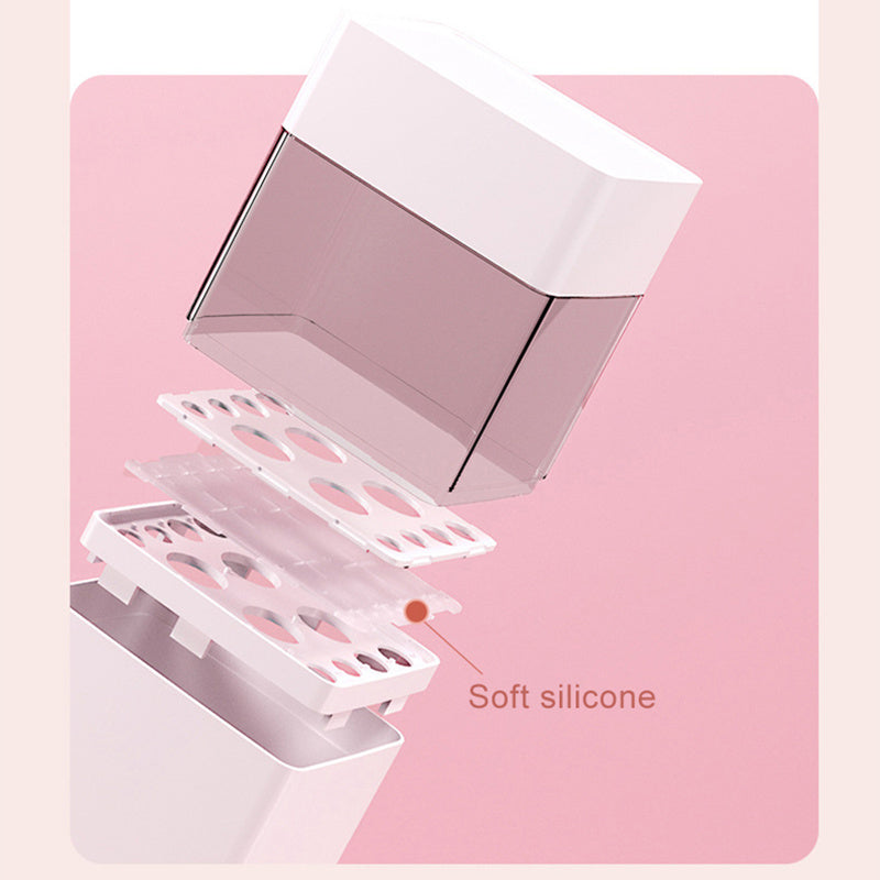 Boîte de Rangement &amp; Séchage 2-en-1 pour Pinceaux de Maquillage – 12 Emplacements | Compacte &amp; Étanche