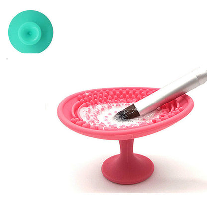 Boîte 2 en 1 pour nettoyage et séchage des pinceaux de maquillage avec support silicone